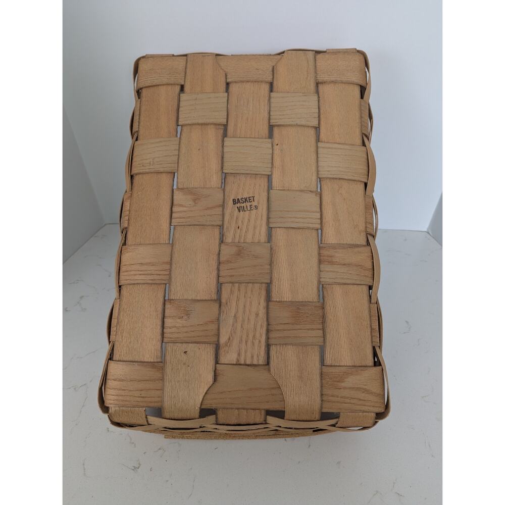 Vtg Basketville Putney Vt. Splint Oakwood Rectangle Gathering Basket Garden - Picture 6 of 13